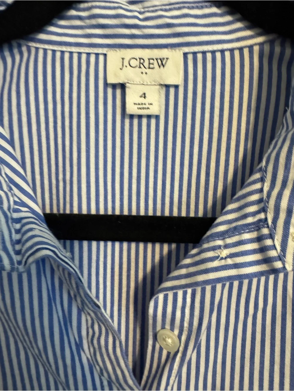 J. Crew Blue and White Striped Midi Shirt Dress